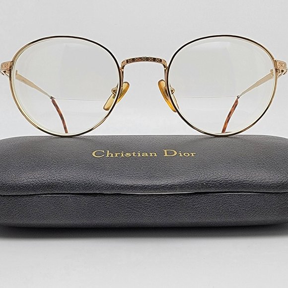 Christian Dior 2886 40 Gold Panto Eyeglasses Frame w/ Case Austria 50-20-140 - Picture 1 of 15